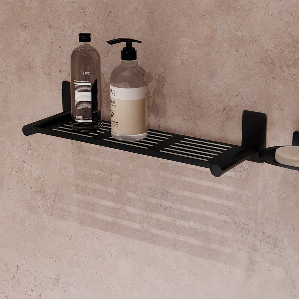 Porta Shampoo Delia 400 mm Aco Inox 304 Preto Italy Line 82744_0
